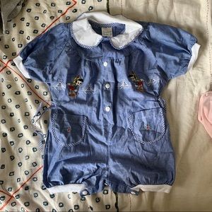 Chambray, pan collar, Pinocchio play suit